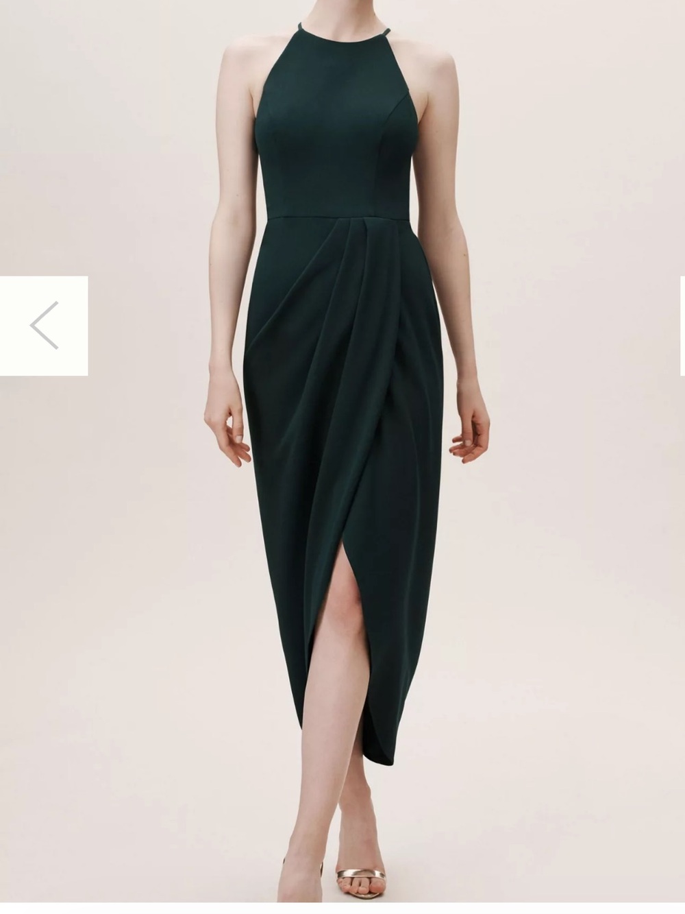 BHLDN Dark Green High-Neck Halter Maxi Dress